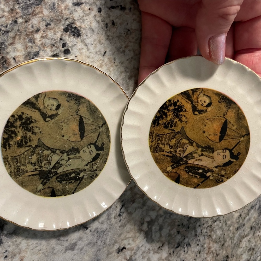 Elegant Cream Ceramic Plates with Artistic Design